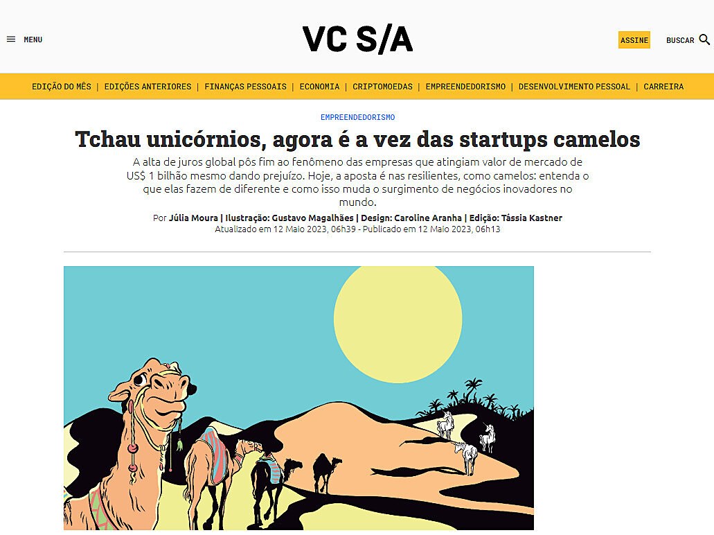 Tchau unicrnios, agora  a vez das startups camelos